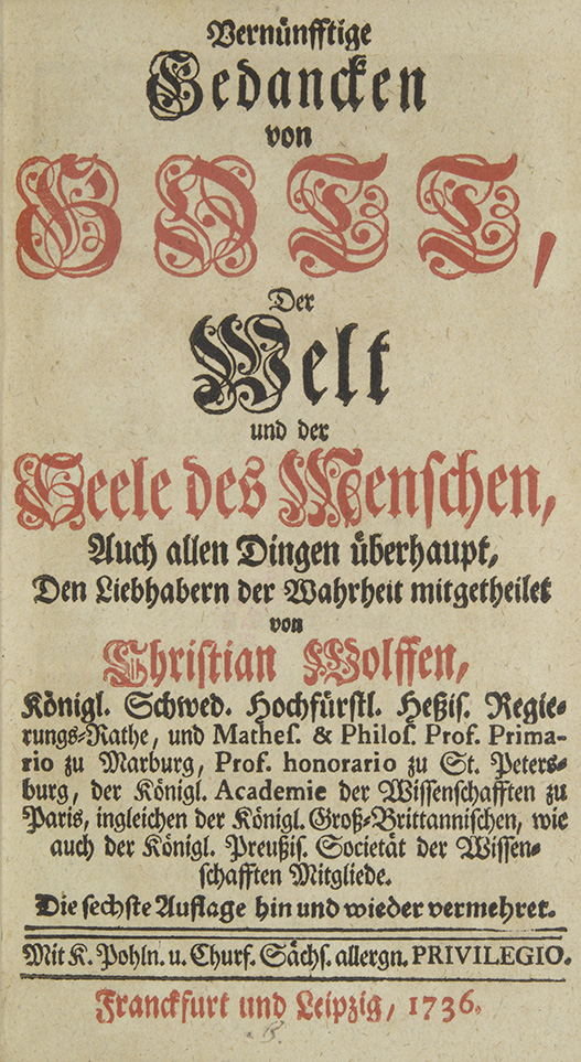 Vernünfftige  Gedancken von Gott, 1736